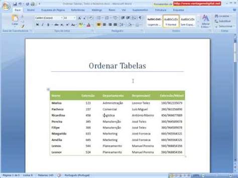 0708   Ordenar tabelas, texto e números  Curso Multimédia ...