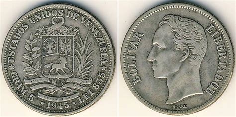 1 Bolivar 1945 Venezuela Silver | Prices & Values