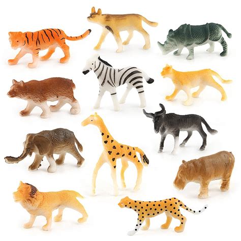 1 set 12 PC animal Kids Childrens Assorted Plastic Toy Wild Animals ...