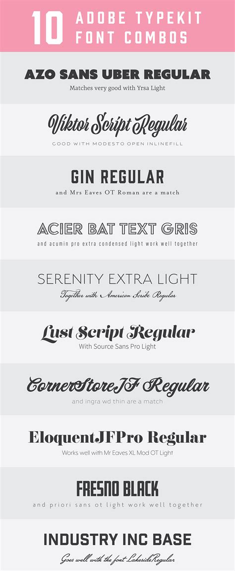10 Adobe typekit font combos | Font combos, Magazine fonts, Font pairing