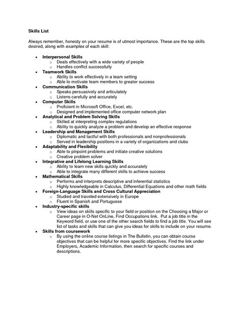 10 List Of Skills For Resume   SampleBusinessResume.com ...