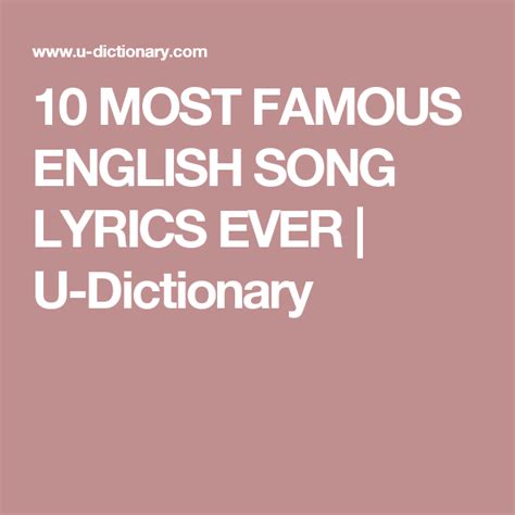 10 MOST FAMOUS ENGLISH SONG LYRICS EVER | Song lyrics ...