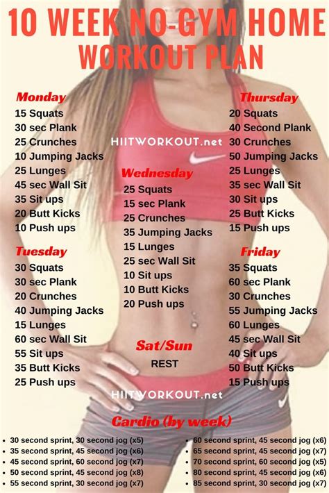 10 Week No Gym Home Workout Plan | Posted By ...