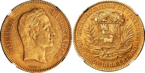 100 Bolivar 1888 Venezuela Gold Simon Bolivar  1783   1830 ...