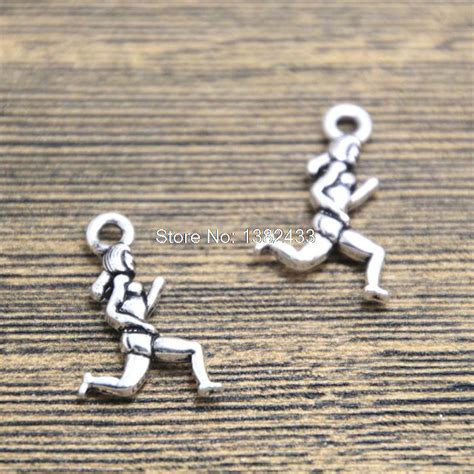 10pcs runner woman Charms Antique Silver running charm Pendants 14x20mm ...