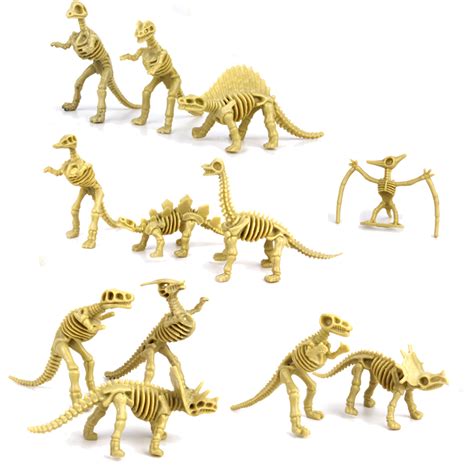 12 Assorted Dinosaur Fossil Skeleton Figures ...