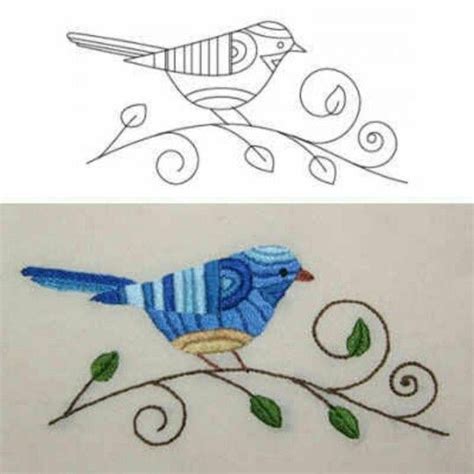 14 Hermosos Dibujos para Bordar Pájaros