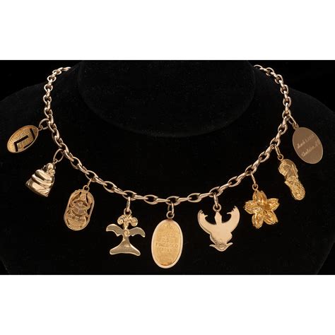 14k Gold Charm Necklace with Charms in Karat Gold | Cowan s Auction ...