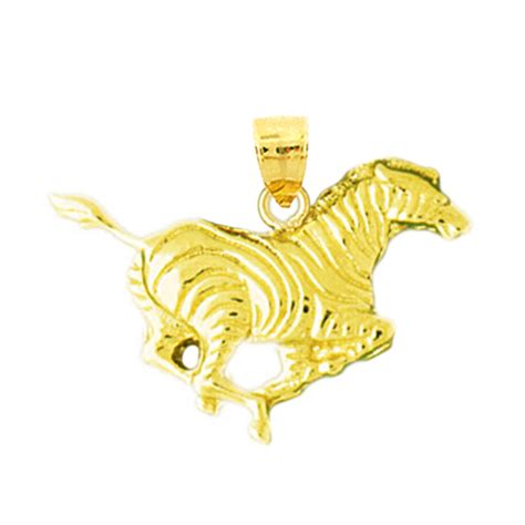 14K Gold Running Zebra Charm Pendant