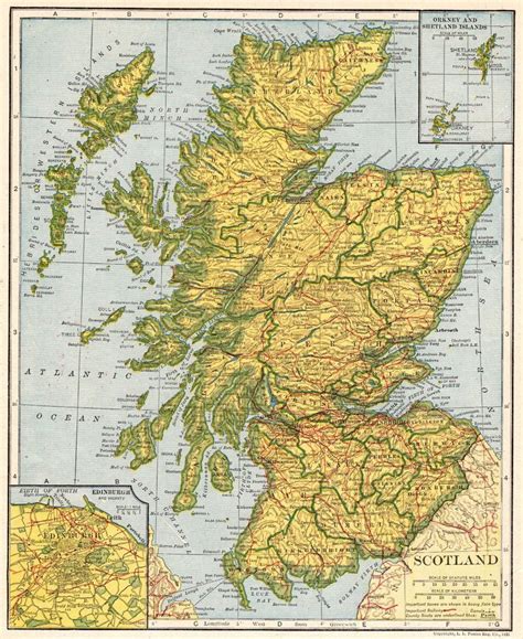 1921 Antique Map of SCOTLAND Collectible Vintage Scotland ...