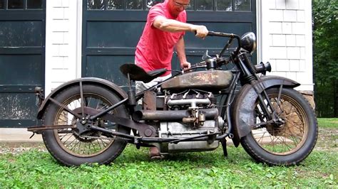 1928 Henderson Deluxe Antique Motorcycle Running   YouTube