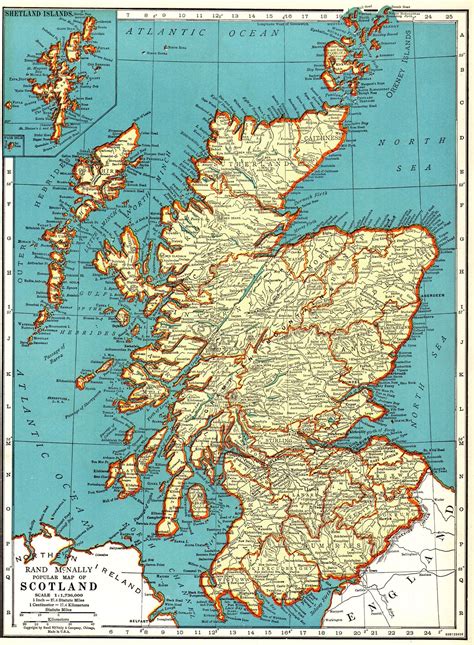 1938 Antique SCOTLAND Map Vintage Map of Scotland United ...