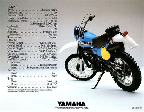 1980  Yamaha IT425 specs | VINTAGE DIRT | Yamaha bikes ...