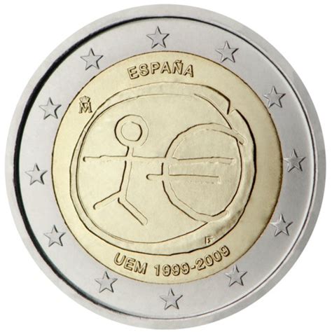 2 euro coins 2009 Spain – EMU Economic and Monetary Union ...