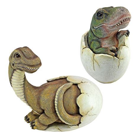 2 Piece Baby Dinosaur Egg Hatchling Statue Set | Dinosaur eggs, Baby ...
