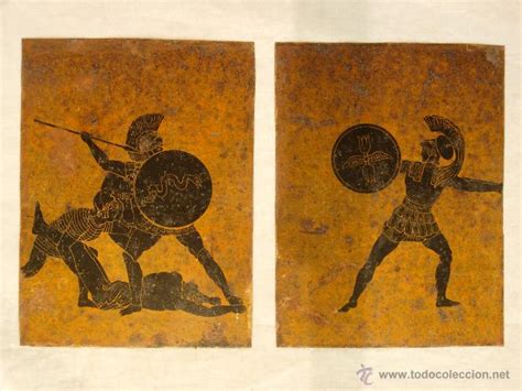 2 pinturas antiguas guerreros griegos o romanos   Vendido ...