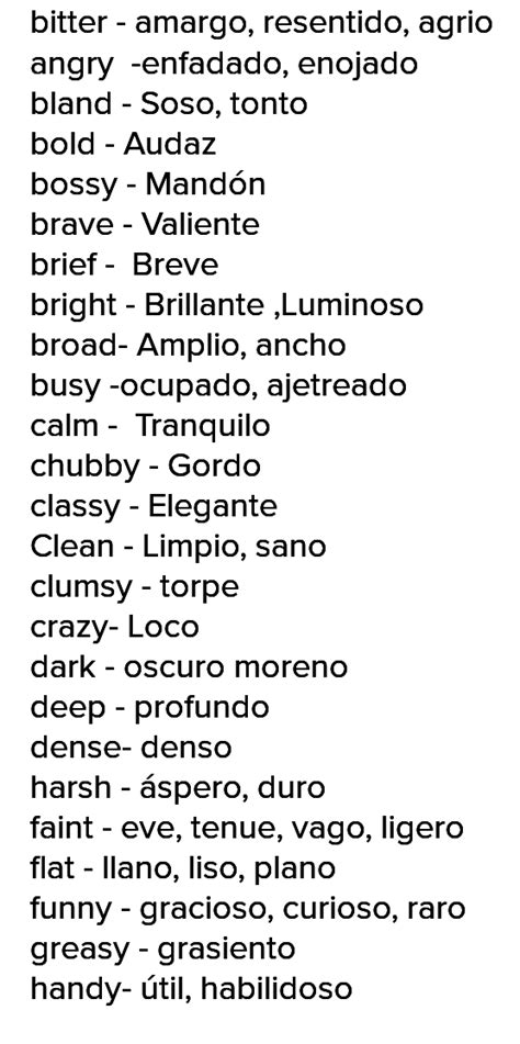 20 adjetivos irregulares en ingles y español   Brainly.lat
