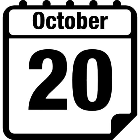 20 de octubre del calendario página diaria símbolo interfaz de contorno ...