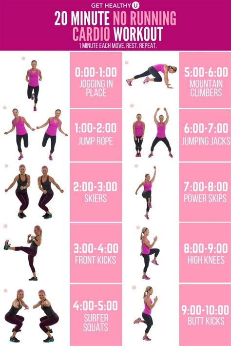 20 Minute No Running Cardio Workout | Cardio workout plan ...