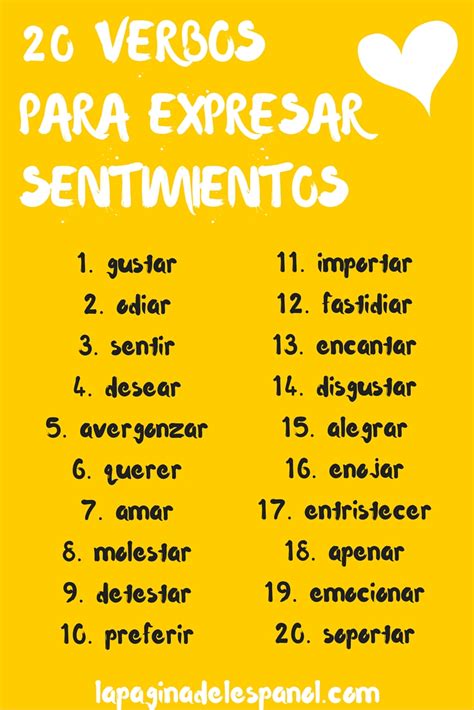 20 Verbos para expresar sentimientos | La página del español