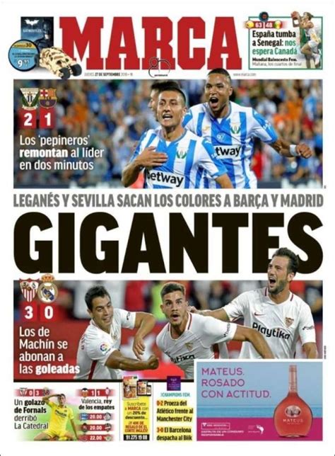 2018 09 27 Portada de Marca  España  | Periodico deportivo ...