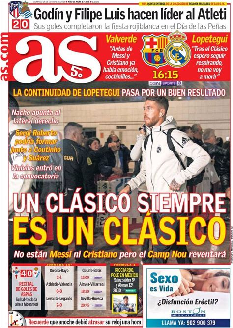 2018 10 28 Portada de As  España  | Messi y cristiano ...