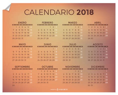 2018 Calendar in Spanish   Vector download