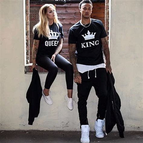 2018 NEW KING QUEEN Letter Printed Black Tshirts 2018 OMSJ ...