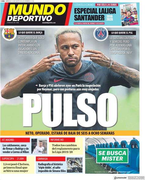 2019 08 14 Periódico El Mundo Deportivo  España ...