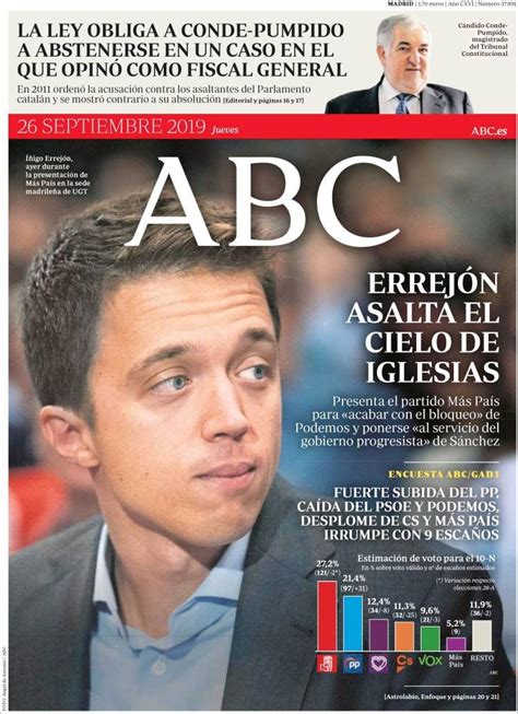 2019 09 26 Portada de ABC  España  | Abc, Portadas ...