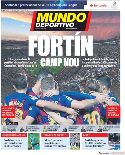 2019 10 01 Portada de El Mundo Deportivo  España  | Mundo ...