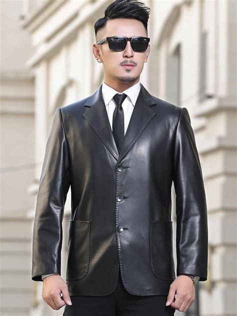 2019 Leather Suit Jacket Sheepskin Mens Leather Jacket ...