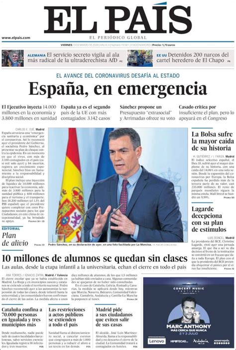 2020 03 13 Periódico El País España . Periódicos de ...