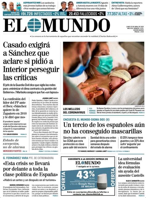 2020 04 20 Periódico El Mundo España . Periódicos de ...