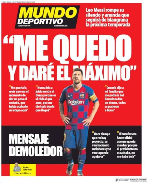 2020 09 05 Periódico El Mundo Deportivo  España ...