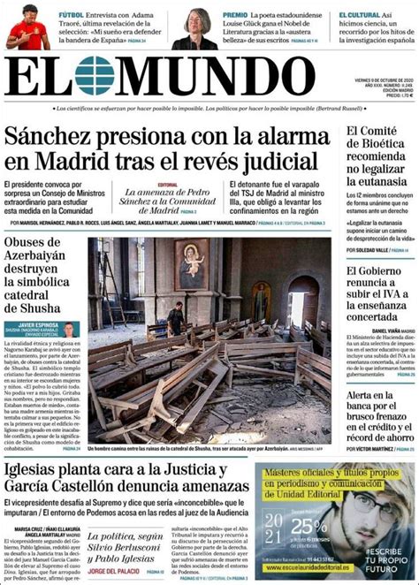 2020 10 09 Periódico El Mundo  España . Periódicos de España. Toda la ...