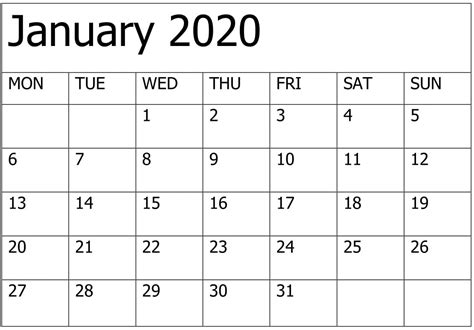 2020 Calendar Template 12 Month | Free Printable Calendar