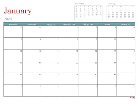 2020 Free Monthly Calendar   Morganize with Me | Morgan Tyree