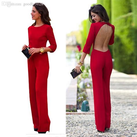 2020 Wholesale Summer Long Jumpsuits Sexy Red Maxi ...