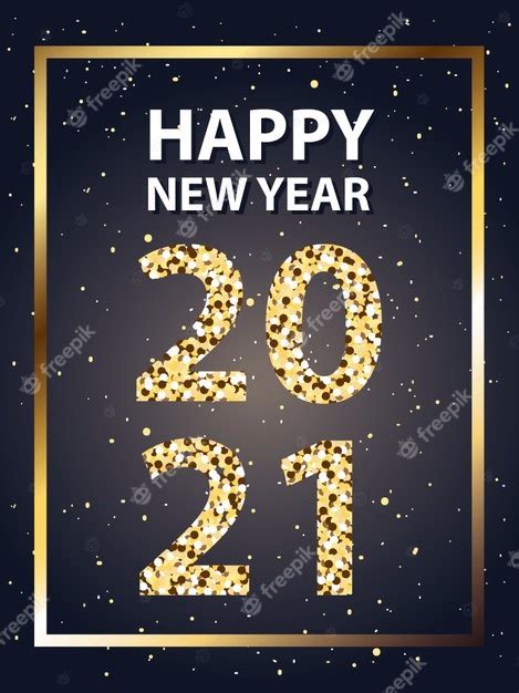 2021 feliz año nuevo en marco con estrellas estilo dorado, bienvenida a ...