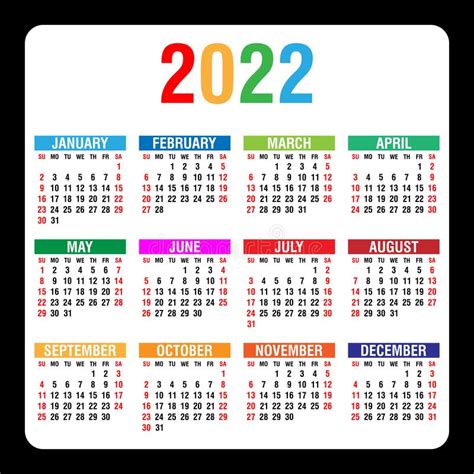 2022 El Calendario Anual   12 Meses De Calendario Anual Fijado En 2022 ...