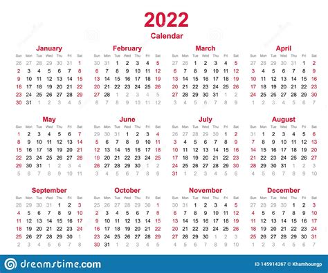 2022 El Calendario Anual   12 Meses De Calendario Anual Fijado En 2022 ...
