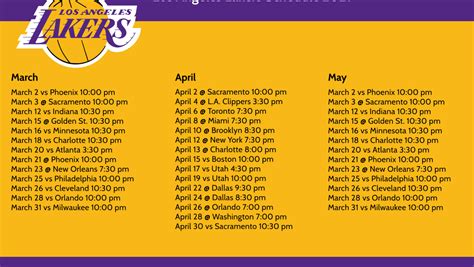 2022 Lakers Schedule