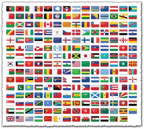 209 glossy world flags with shadow and round corners