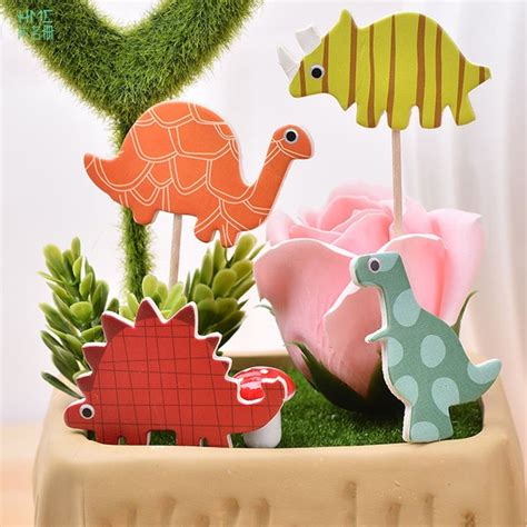 24 unids/bolsa decoración de pasteles de dinosaurio suministros de Baby ...