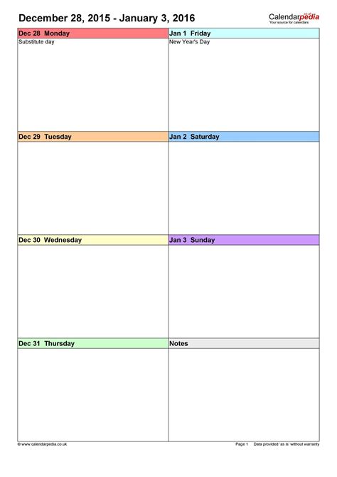 26 Blank Weekly Calendar Templates [PDF, Excel, Word] ᐅ ...