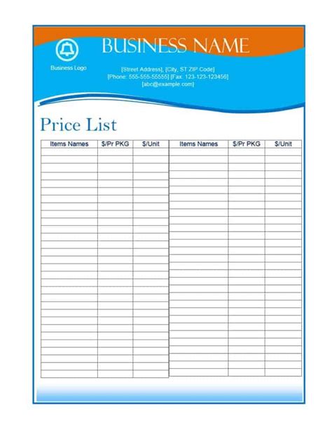 26+ Price List Templates in Word & Excel