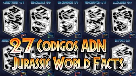 27 Codigos ADN Jurasic World Facts Indoraptor Y Mosasaurus Incluidos ...