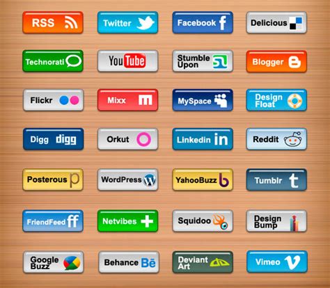 28 Botones de redes sociales en PNG y PSD Puerto Pixel ...
