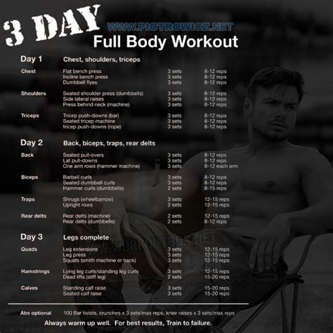 3 Day Full Body Workout Plan   All Muscle Training Best ...
